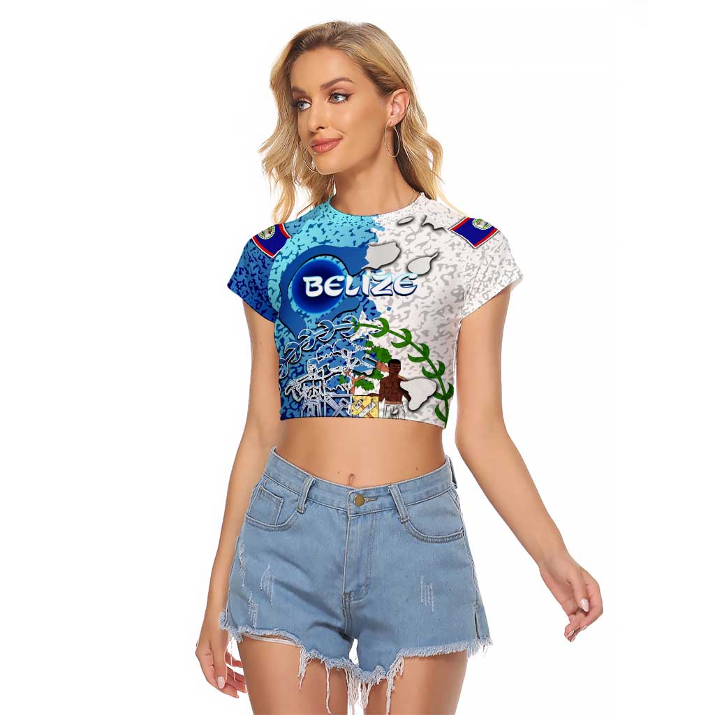 The Deep Heart Of Belize Raglan Cropped T Shirt Belize Abstract Heritage Ocean Blue Splash Art - Wonder Print Shop