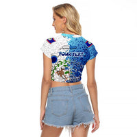 The Deep Heart Of Belize Raglan Cropped T Shirt Belize Abstract Heritage Ocean Blue Splash Art - Wonder Print Shop