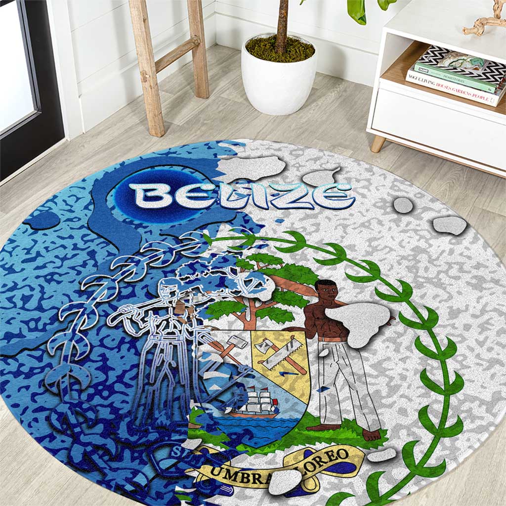 The Deep Heart Of Belize Round Carpet Belize Abstract Heritage Ocean Blue Splash Art - Wonder Print Shop