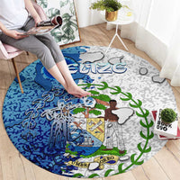 The Deep Heart Of Belize Round Carpet Belize Abstract Heritage Ocean Blue Splash Art - Wonder Print Shop
