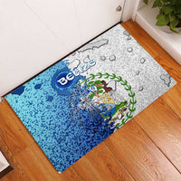 The Deep Heart Of Belize Rubber Doormat Belize Abstract Heritage Ocean Blue Splash Art - Wonder Print Shop