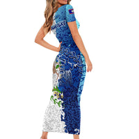 The Deep Heart Of Belize Short Sleeve Bodycon Dress Belize Abstract Heritage Ocean Blue Splash Art - Wonder Print Shop