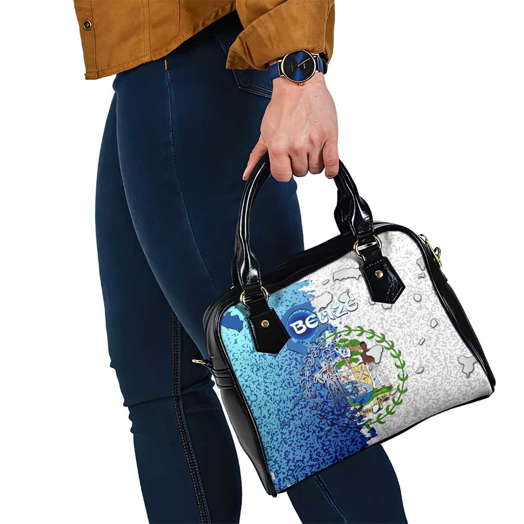 The Deep Heart Of Belize Shoulder Handbag Belize Abstract Heritage Ocean Blue Splash Art - Wonder Print Shop