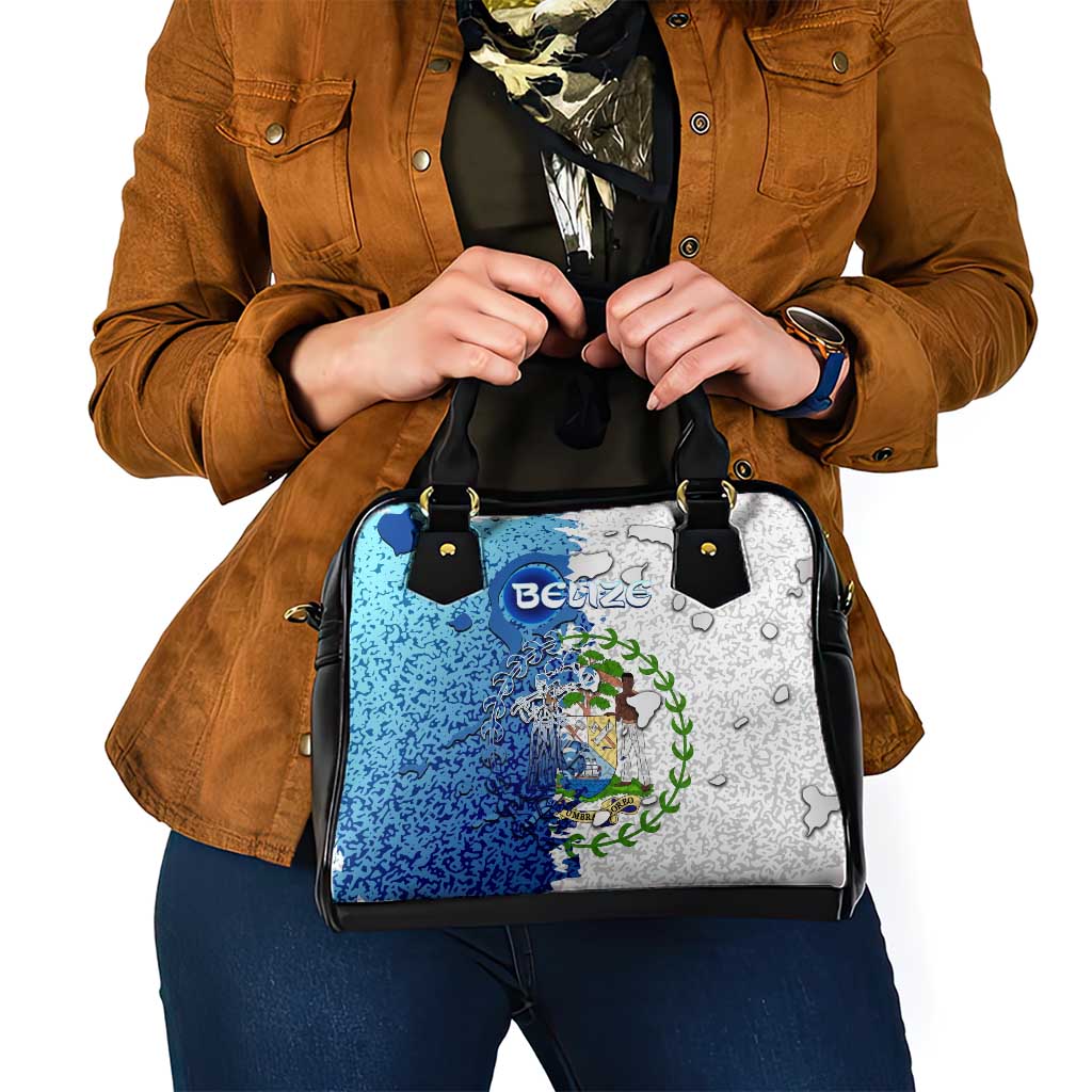The Deep Heart Of Belize Shoulder Handbag Belize Abstract Heritage Ocean Blue Splash Art - Wonder Print Shop