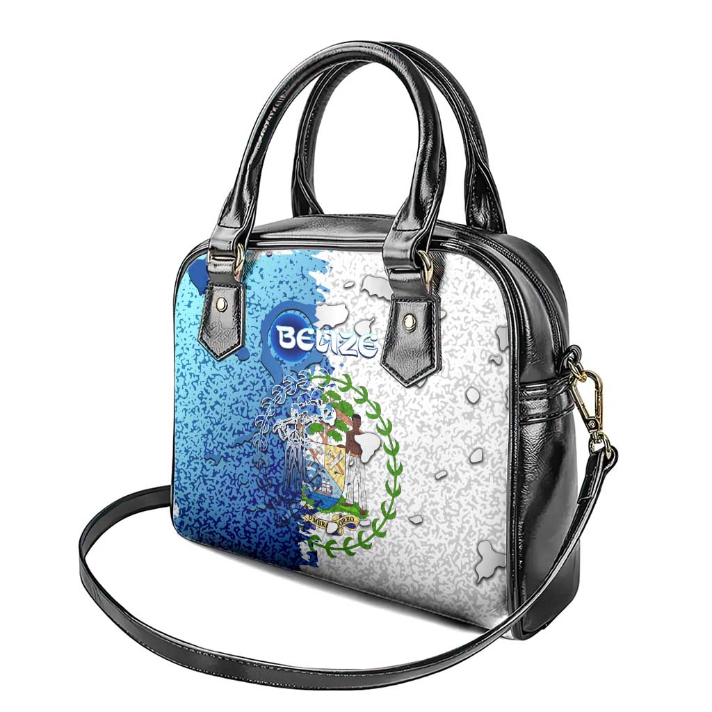 The Deep Heart Of Belize Shoulder Handbag Belize Abstract Heritage Ocean Blue Splash Art - Wonder Print Shop