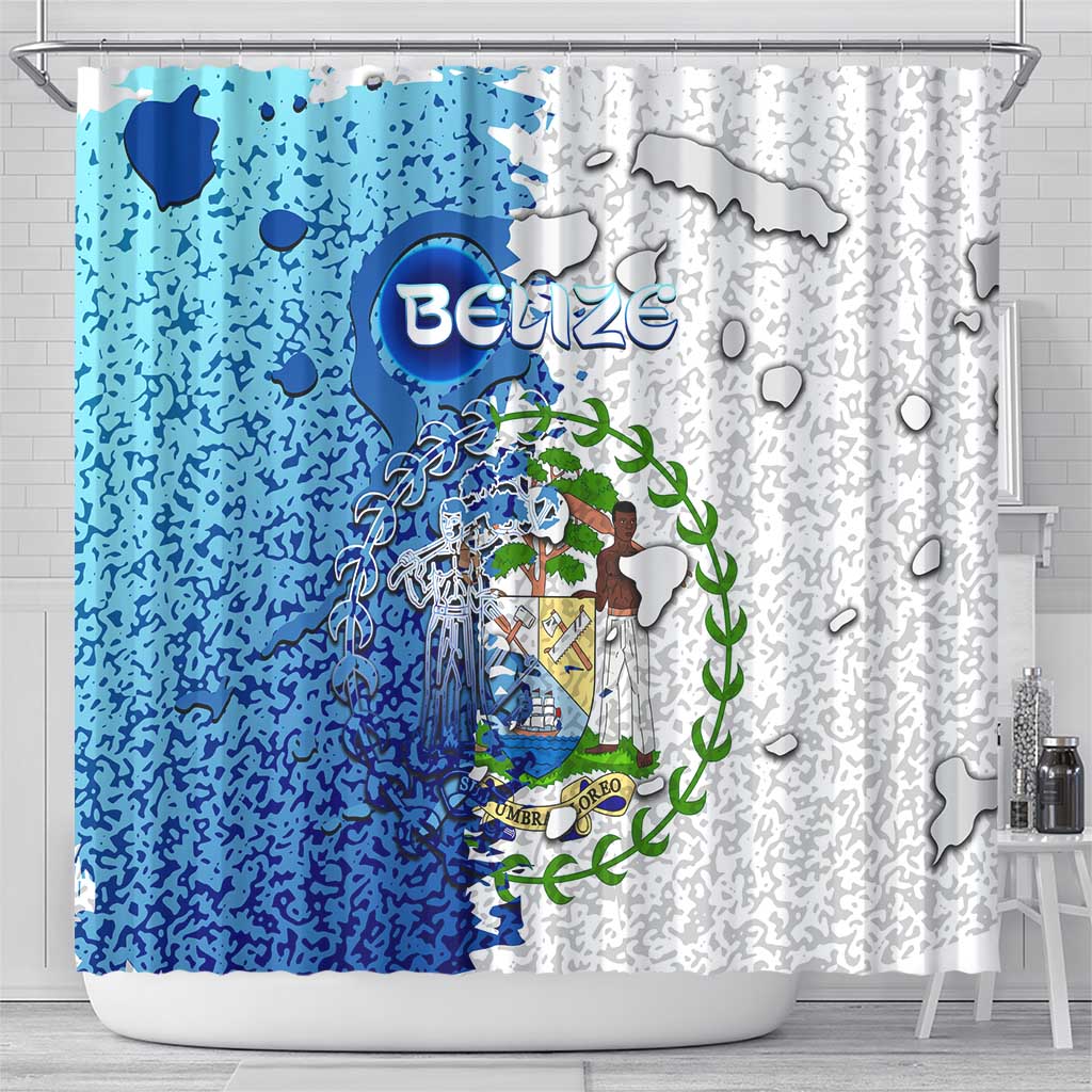 The Deep Heart Of Belize Shower Curtain Belize Abstract Heritage Ocean Blue Splash Art - Wonder Print Shop