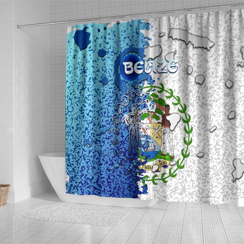 The Deep Heart Of Belize Shower Curtain Belize Abstract Heritage Ocean Blue Splash Art - Wonder Print Shop