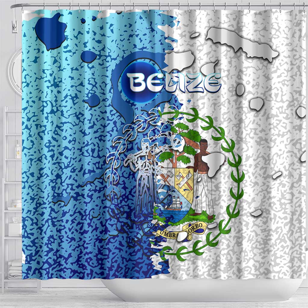 The Deep Heart Of Belize Shower Curtain Belize Abstract Heritage Ocean Blue Splash Art - Wonder Print Shop