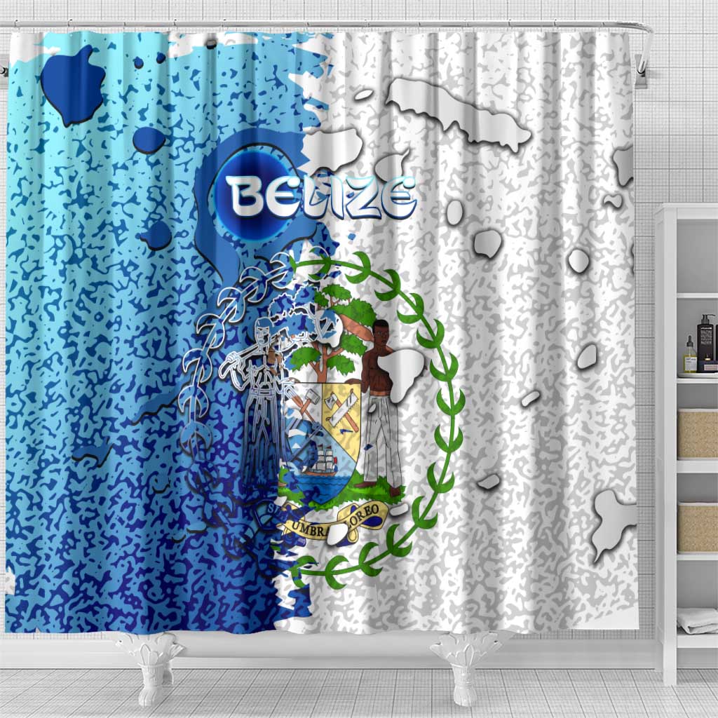 The Deep Heart Of Belize Shower Curtain Belize Abstract Heritage Ocean Blue Splash Art - Wonder Print Shop