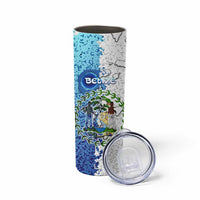 The Deep Heart Of Belize Skinny Tumbler Belize Abstract Heritage Ocean Blue Splash Art - Wonder Print Shop
