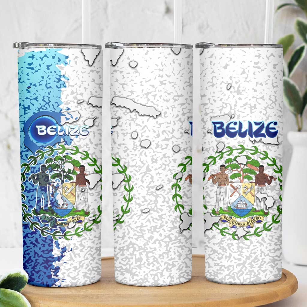 The Deep Heart Of Belize Skinny Tumbler Belize Abstract Heritage Ocean Blue Splash Art - Wonder Print Shop