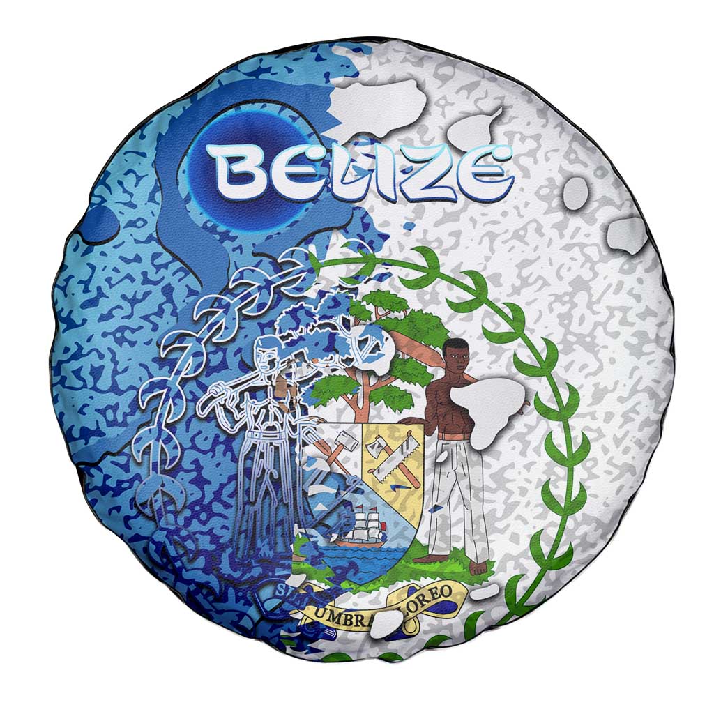 The Deep Heart Of Belize Spare Tire Cover Belize Abstract Heritage Ocean Blue Splash Art - Wonder Print Shop