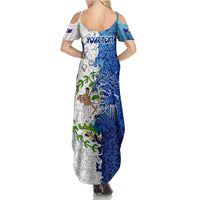 The Deep Heart Of Belize Summer Maxi Dress Belize Abstract Heritage Ocean Blue Splash Art - Wonder Print Shop