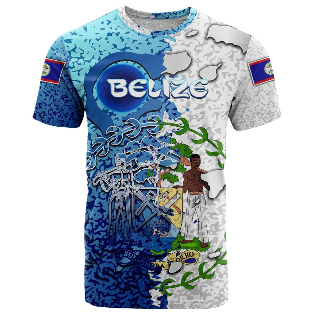 The Deep Heart Of Belize T Shirt Belize Abstract Heritage Ocean Blue Splash Art - Wonder Print Shop