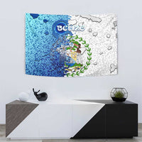 The Deep Heart Of Belize Tapestry Belize Abstract Heritage Ocean Blue Splash Art - Wonder Print Shop
