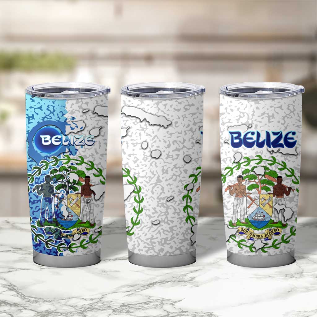 The Deep Heart Of Belize Tumbler Cup Belize Abstract Heritage Ocean Blue Splash Art - Wonder Print Shop