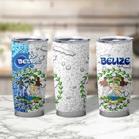 The Deep Heart Of Belize Tumbler Cup Belize Abstract Heritage Ocean Blue Splash Art - Wonder Print Shop