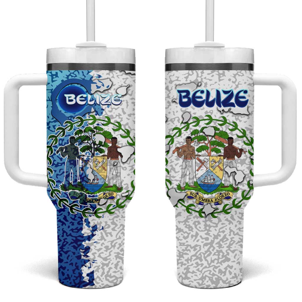 The Deep Heart Of Belize Tumbler With Handle Belize Abstract Heritage Ocean Blue Splash Art - Wonder Print Shop