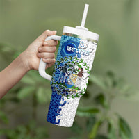 The Deep Heart Of Belize Tumbler With Handle Belize Abstract Heritage Ocean Blue Splash Art - Wonder Print Shop