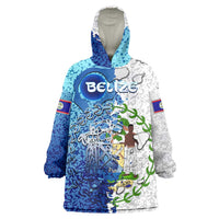 The Deep Heart Of Belize Wearable Blanket Hoodie Belize Abstract Heritage Ocean Blue Splash Art - Wonder Print Shop