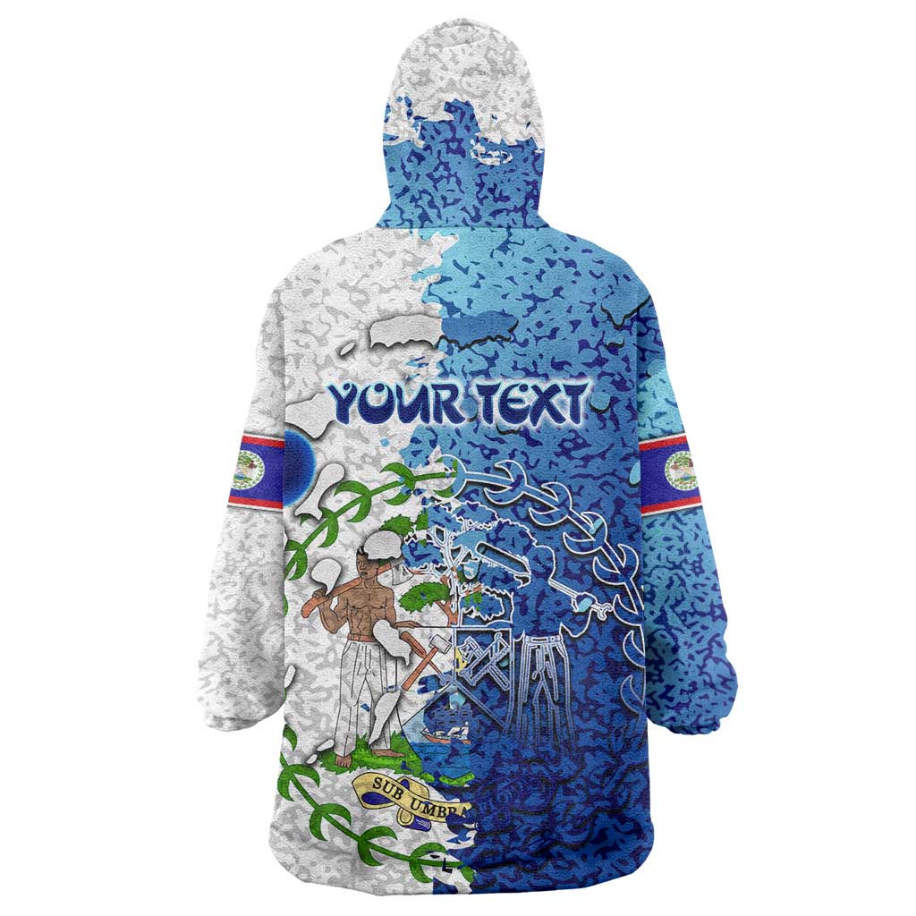 The Deep Heart Of Belize Wearable Blanket Hoodie Belize Abstract Heritage Ocean Blue Splash Art - Wonder Print Shop