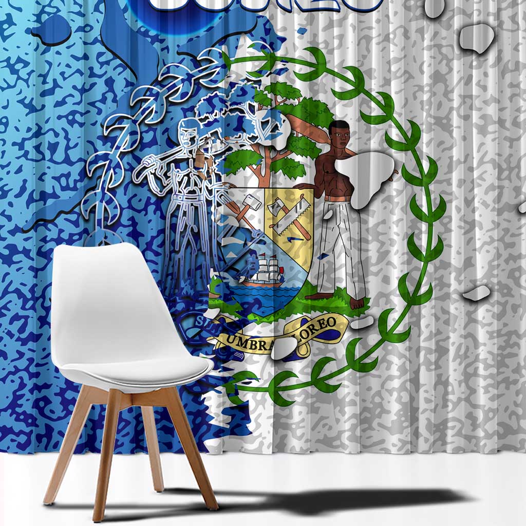 The Deep Heart Of Belize Window Curtain Belize Abstract Heritage Ocean Blue Splash Art - Wonder Print Shop