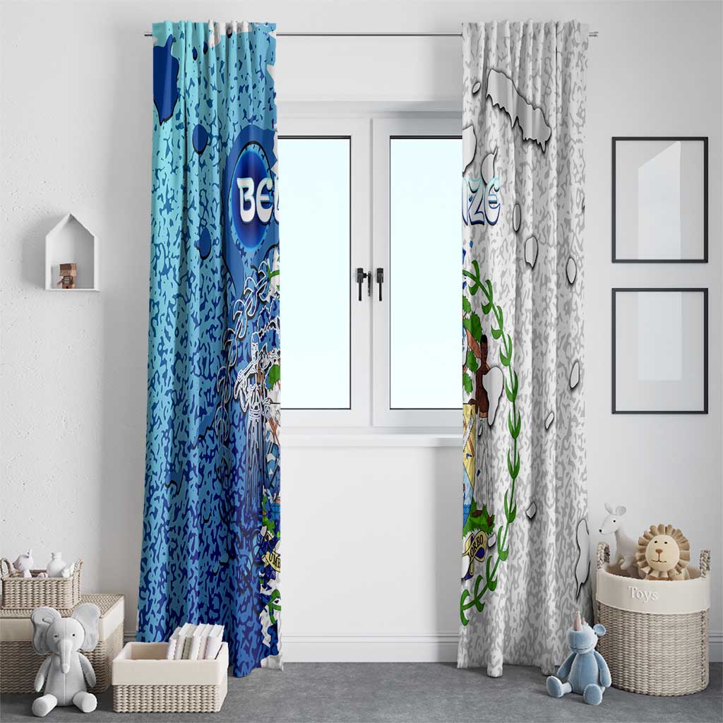 The Deep Heart Of Belize Window Curtain Belize Abstract Heritage Ocean Blue Splash Art - Wonder Print Shop