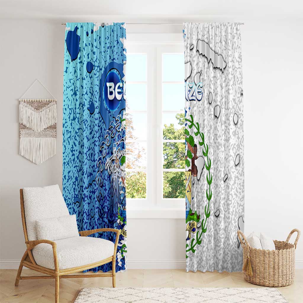 The Deep Heart Of Belize Window Curtain Belize Abstract Heritage Ocean Blue Splash Art - Wonder Print Shop