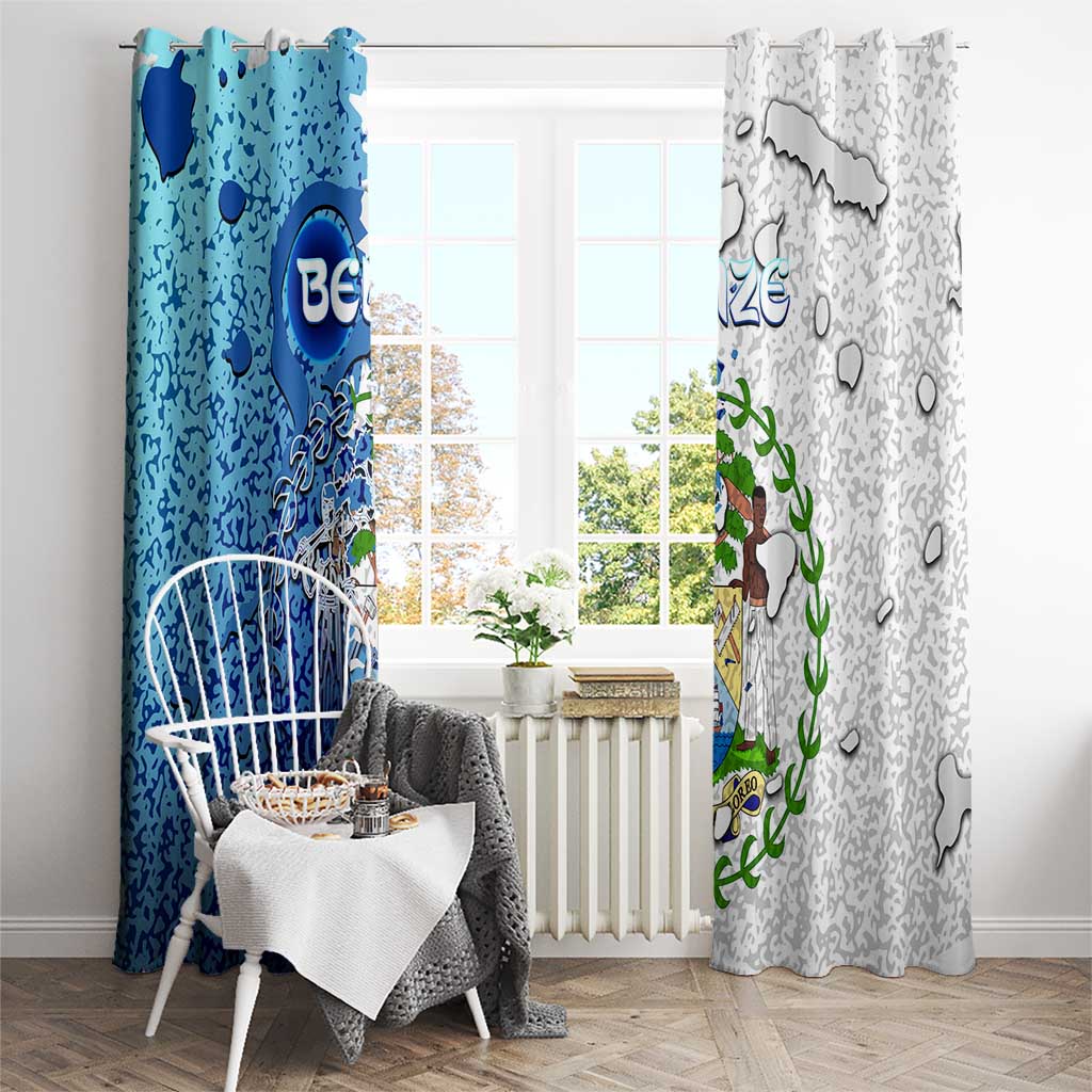 The Deep Heart Of Belize Window Curtain Belize Abstract Heritage Ocean Blue Splash Art - Wonder Print Shop