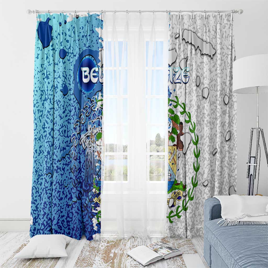 The Deep Heart Of Belize Window Curtain Belize Abstract Heritage Ocean Blue Splash Art - Wonder Print Shop