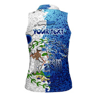 The Deep Heart Of Belize Women Sleeveless Polo Shirt Belize Abstract Heritage Ocean Blue Splash Art - Wonder Print Shop