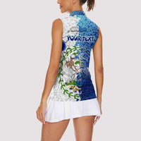 The Deep Heart Of Belize Women Sleeveless Polo Shirt Belize Abstract Heritage Ocean Blue Splash Art - Wonder Print Shop