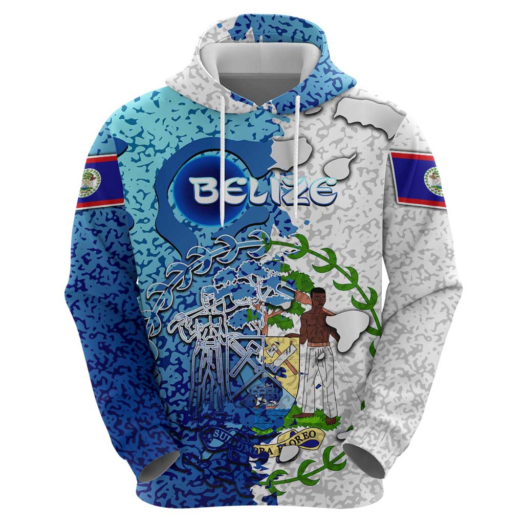 The Deep Heart Of Belize Zip Hoodie Belize Abstract Heritage Ocean Blue Splash Art - Wonder Print Shop