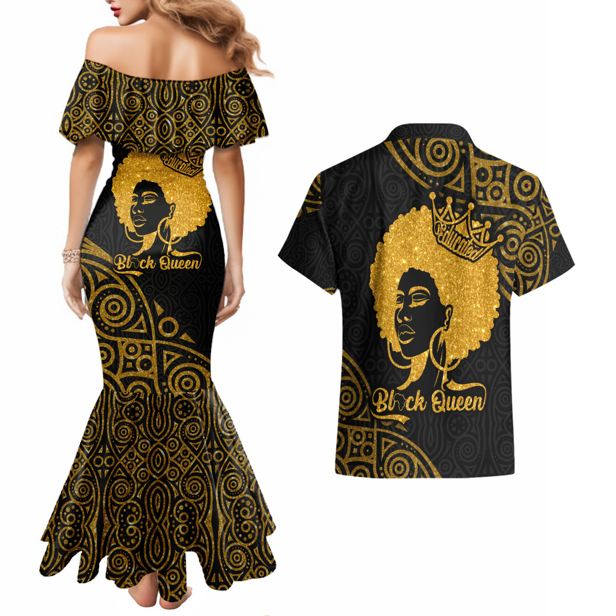 Educated Black Queen Couples Matching Mermaid Dress and Hawaiian Shirt African Women - Wonder Print Shop