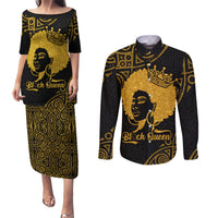 Educated Black Queen Couples Matching Puletasi Dress and Long Sleeve Button Shirts African Women - Wonder Print Shop