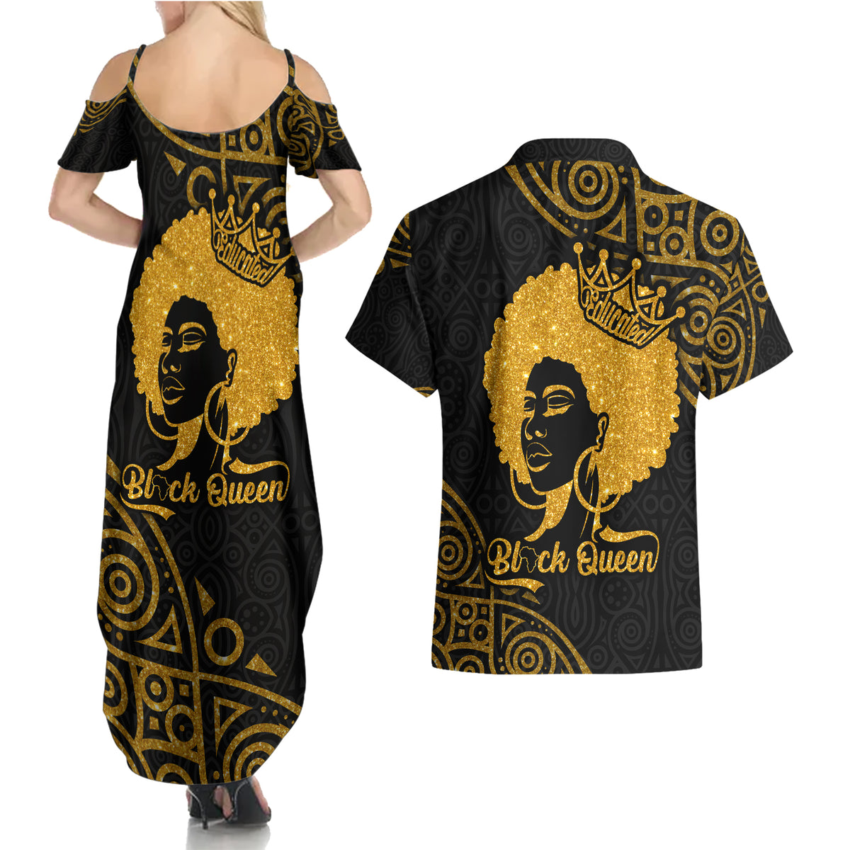 Educated Black Queen Couples Matching Summer Maxi Dress and Hawaiian Shirt African Women - Wonder Print Shop