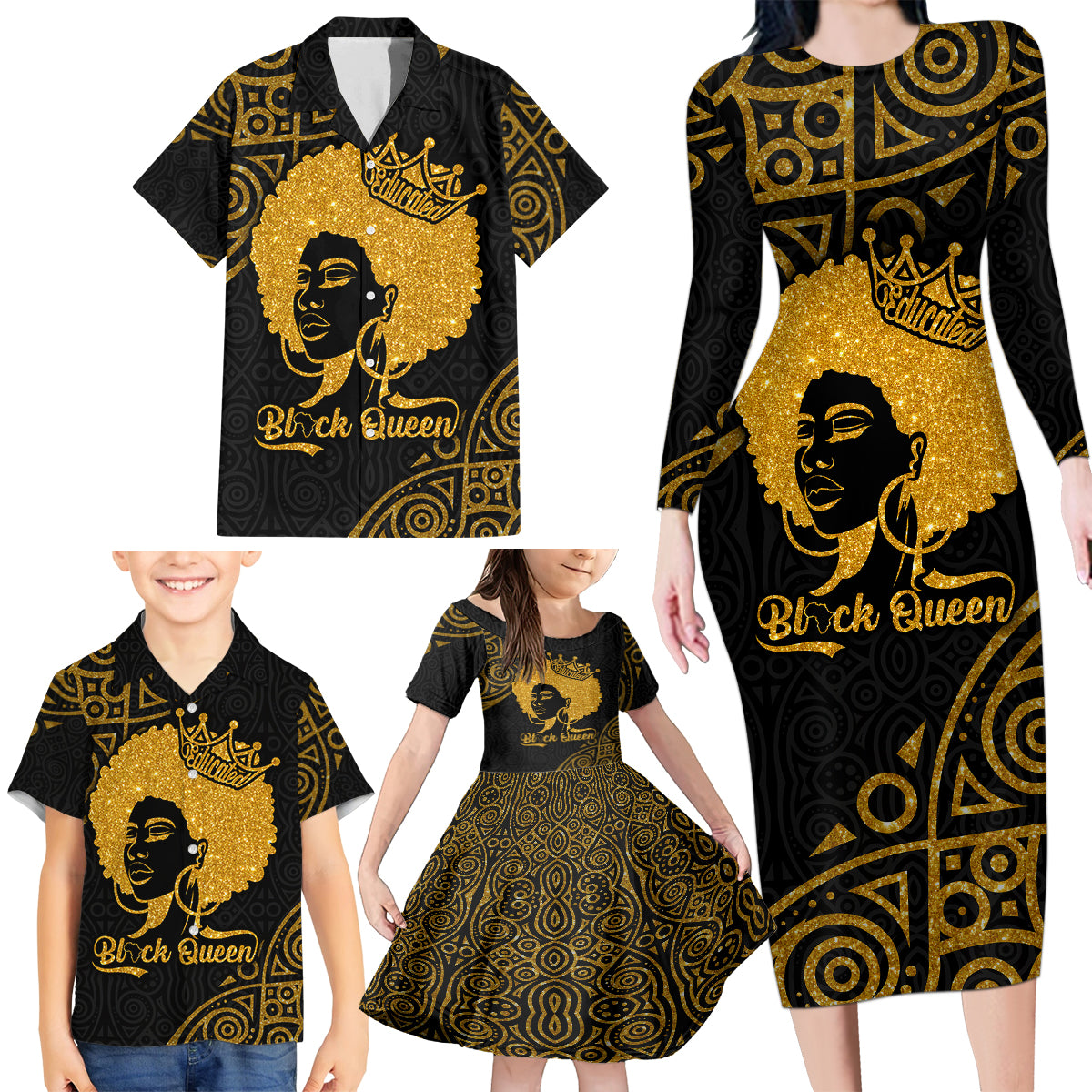 Educated Black Queen Family Matching Long Sleeve Bodycon Dress and Hawaiian Shirt African Women - Wonder Print Shop