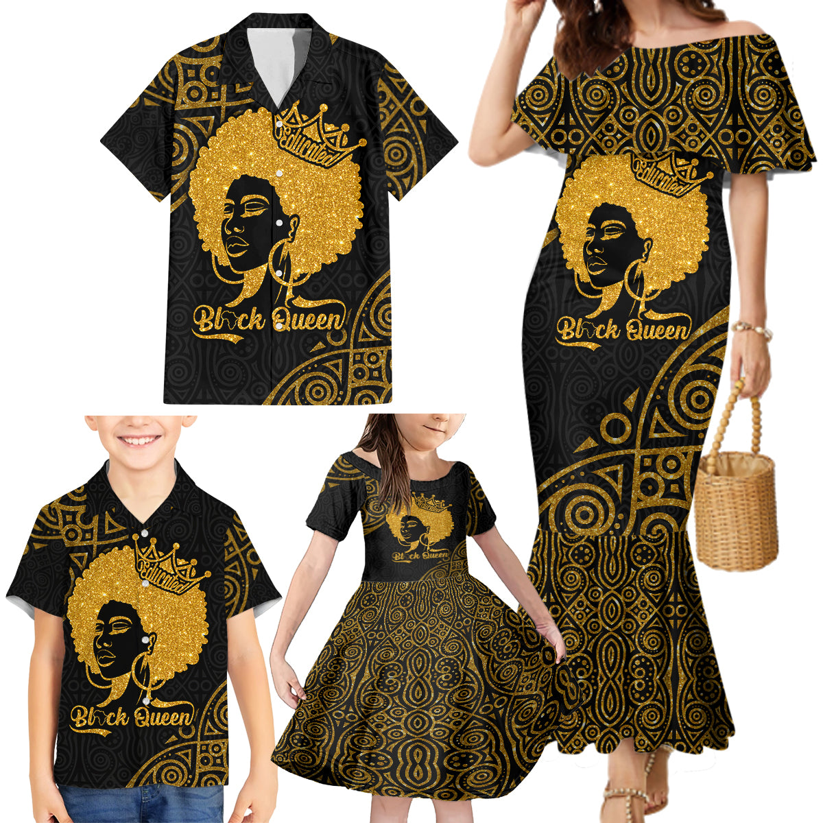 Educated Black Queen Family Matching Mermaid Dress and Hawaiian Shirt African Women - Wonder Print Shop