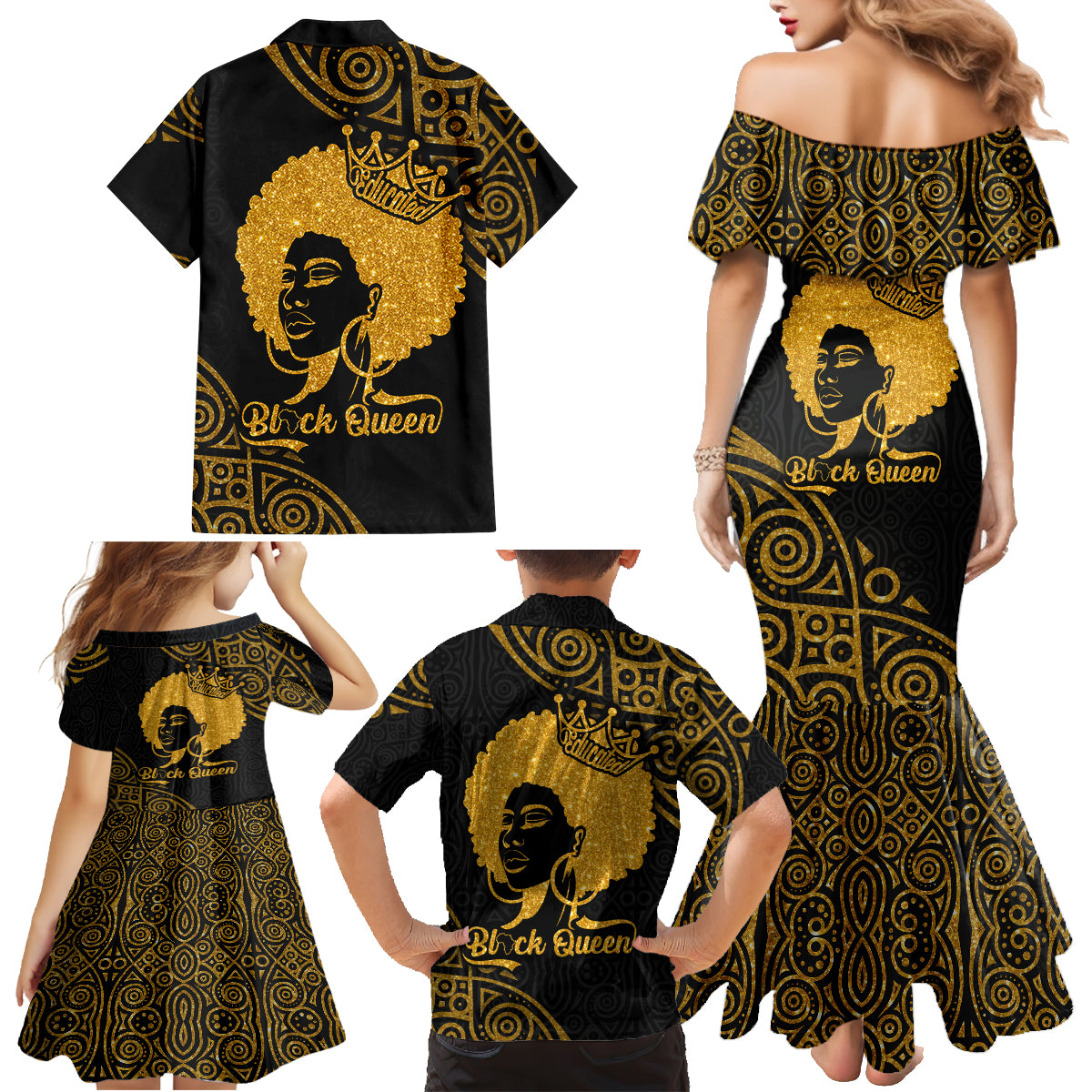 Educated Black Queen Family Matching Mermaid Dress and Hawaiian Shirt African Women - Wonder Print Shop