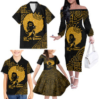 Educated Black Queen Family Matching Off Shoulder Long Sleeve Dress and Hawaiian Shirt African Women - Wonder Print Shop