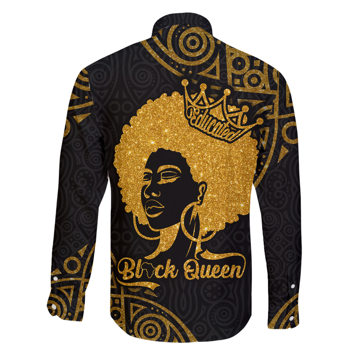 Educated Black Queen Family Matching Off Shoulder Long Sleeve Dress and Hawaiian Shirt African Women - Wonder Print Shop