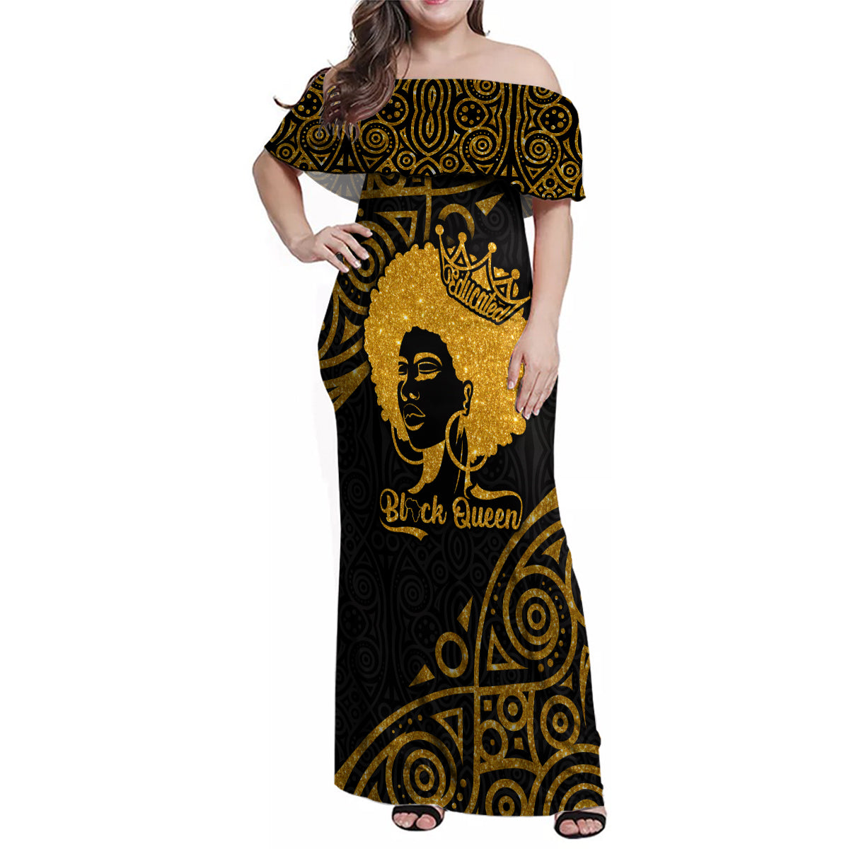 Educated Black Queen Family Matching Off Shoulder Maxi Dress and Hawaiian Shirt African Women - Wonder Print Shop