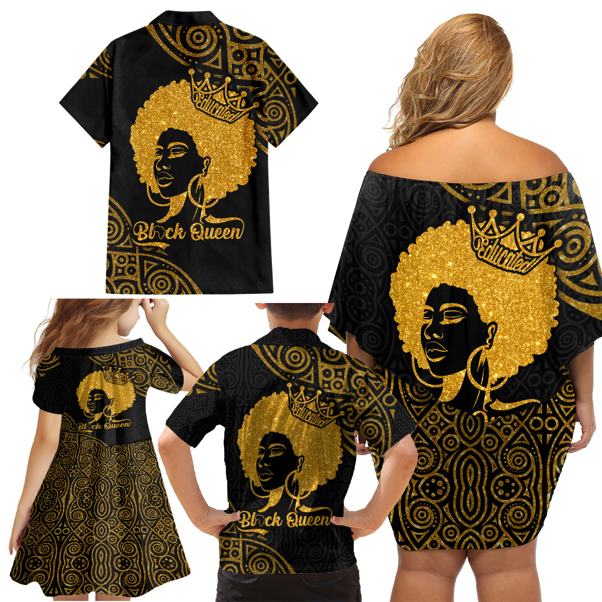 Educated Black Queen Family Matching Off Shoulder Short Dress and Hawaiian Shirt African Women - Wonder Print Shop