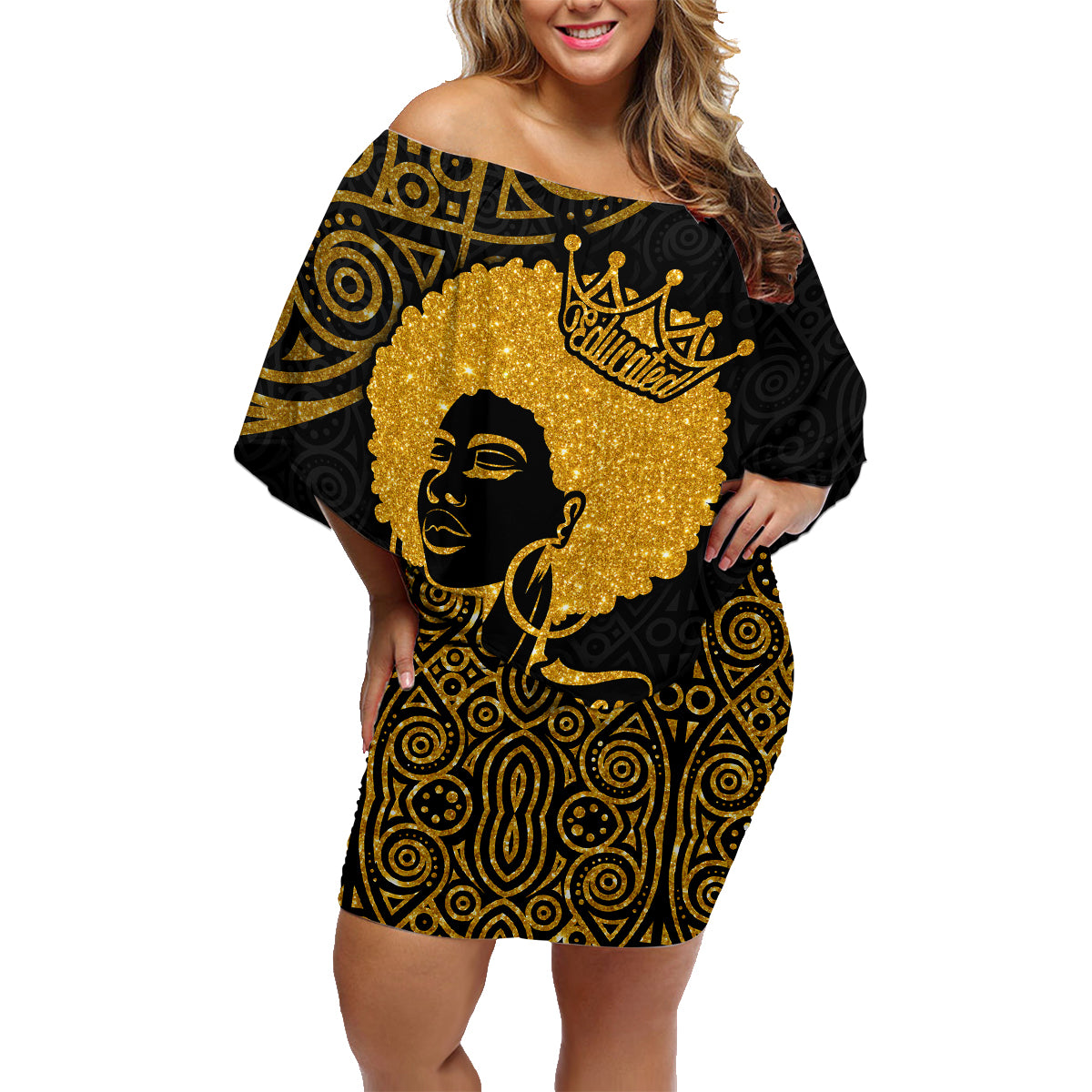 Educated Black Queen Family Matching Off Shoulder Short Dress and Hawaiian Shirt African Women - Wonder Print Shop
