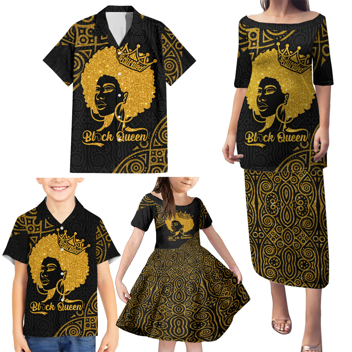 Educated Black Queen Family Matching Puletasi Dress and Hawaiian Shirt African Women - Wonder Print Shop
