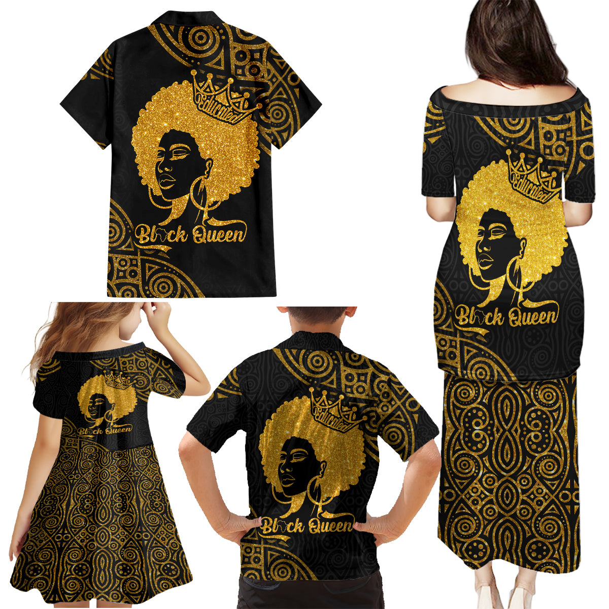 Educated Black Queen Family Matching Puletasi Dress and Hawaiian Shirt African Women - Wonder Print Shop