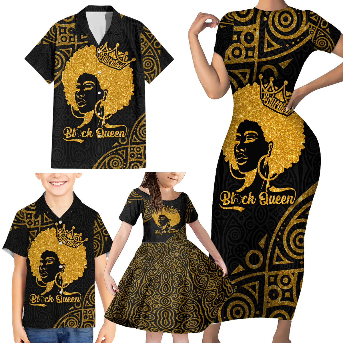 Educated Black Queen Family Matching Short Sleeve Bodycon Dress and Hawaiian Shirt African Women - Wonder Print Shop