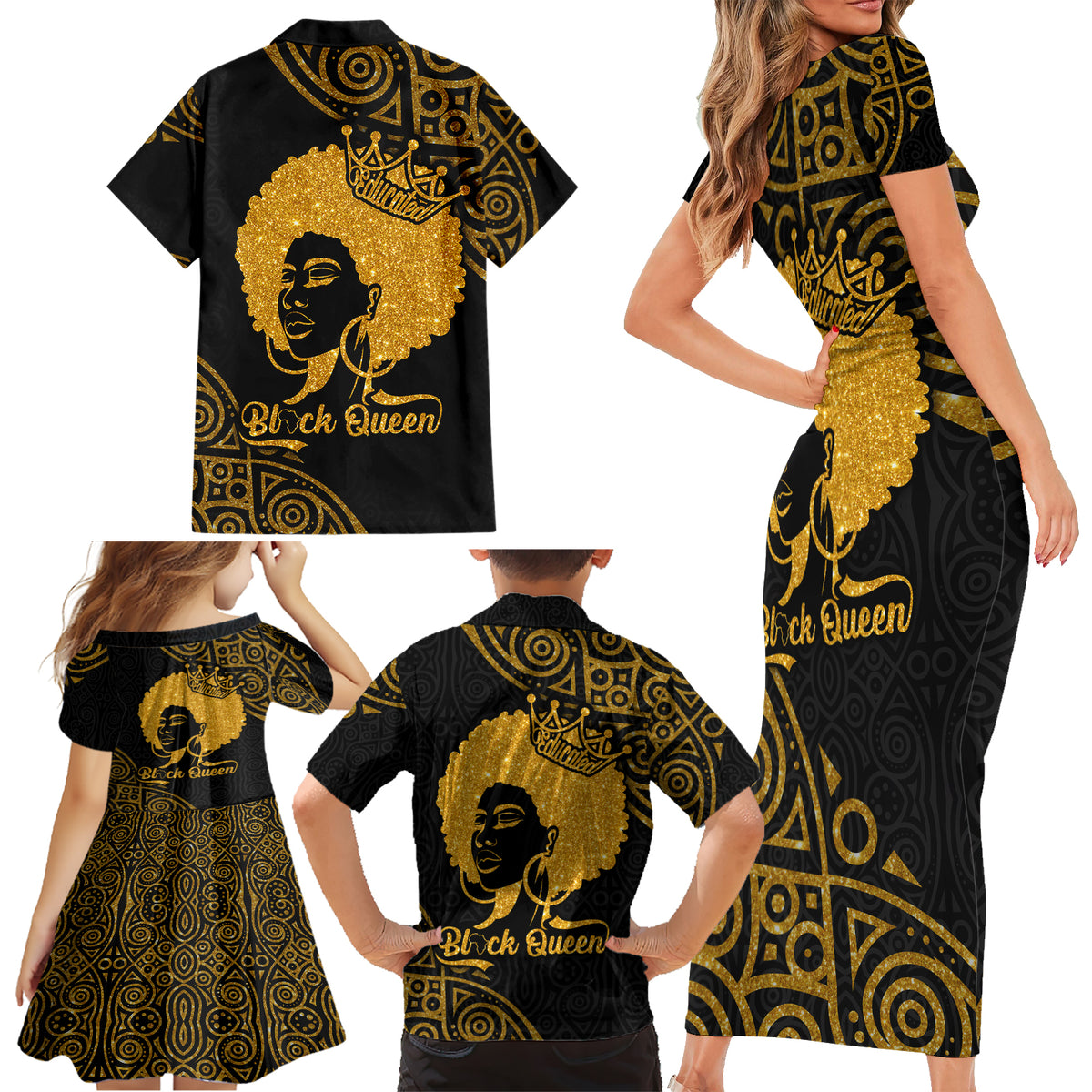 Educated Black Queen Family Matching Short Sleeve Bodycon Dress and Hawaiian Shirt African Women - Wonder Print Shop