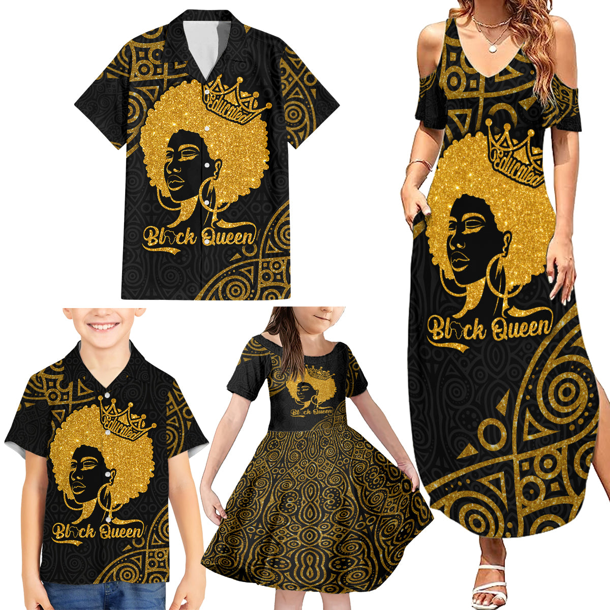 Educated Black Queen Family Matching Summer Maxi Dress and Hawaiian Shirt African Women - Wonder Print Shop