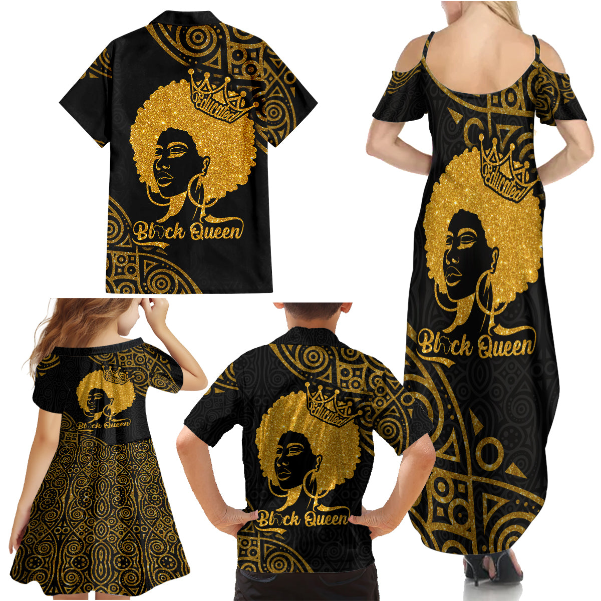 Educated Black Queen Family Matching Summer Maxi Dress and Hawaiian Shirt African Women - Wonder Print Shop